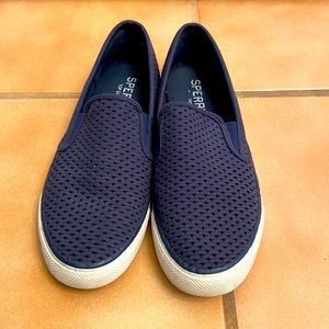 Women’s Sperry navy slip on shoe size 8